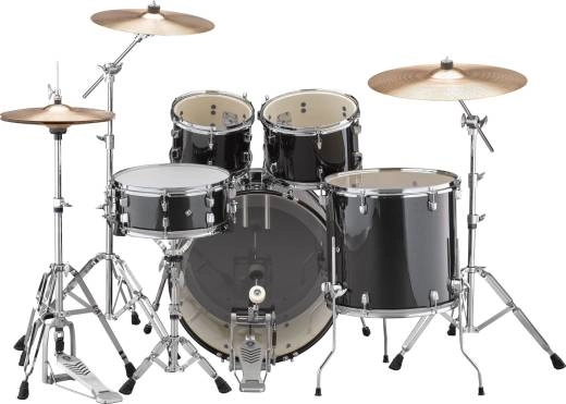 Rydeen 5-Piece Drum Kit (20,10,12,14,SD) with Hardware - Black Glitter