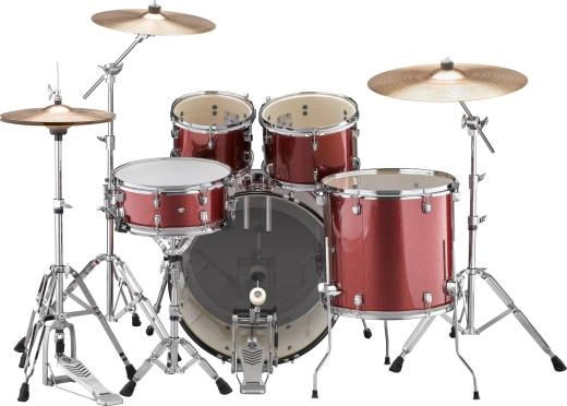 Rydeen 5-Piece Drum Kit (20,10,12,14,SD) with Hardware - Burgundy Glitter