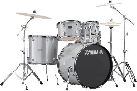 Rydeen 5-Piece Drum Kit (20,10,12,14,SD) with Hardware - Silver Glitter