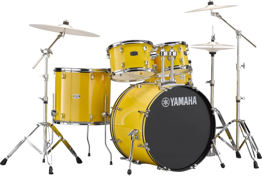 Rydeen 5-Piece Drum Kit (20,10,12,14,SD) with Hardware - Mellow Yellow