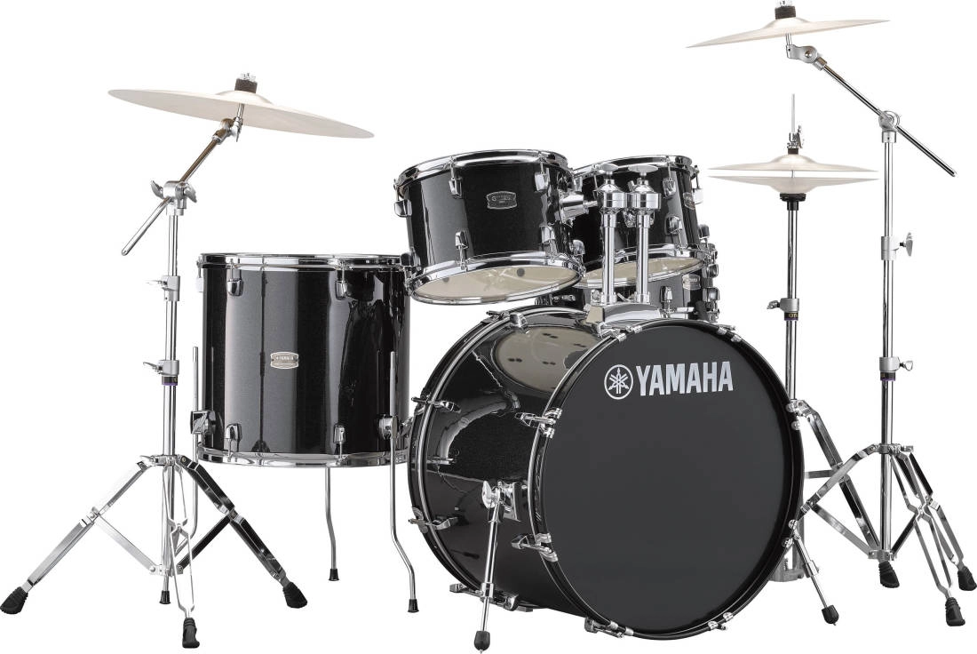 Rydeen 5-Piece Drum Kit (22,10,12,16,SD) with Hardware - Black Glitter