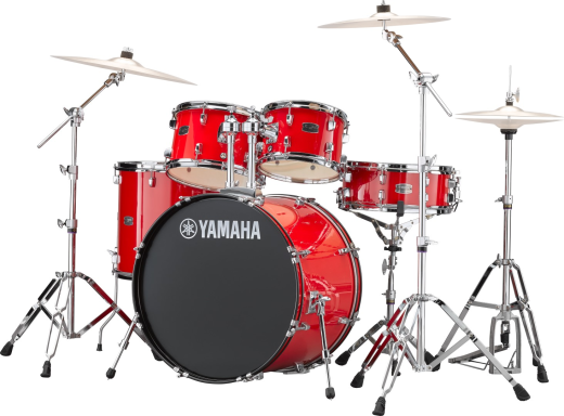 Rydeen 5-Piece Drum Kit (22,10,12,16,SD) with Hardware - Hot Red