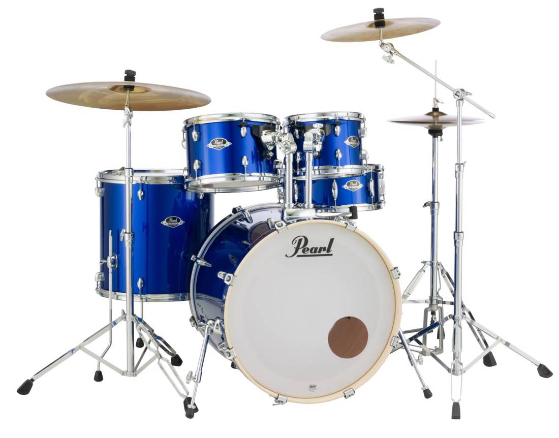 Export EXX 5 Piece Drum Kit w/Cymbals, Hardware and Throne - High Voltage Blue