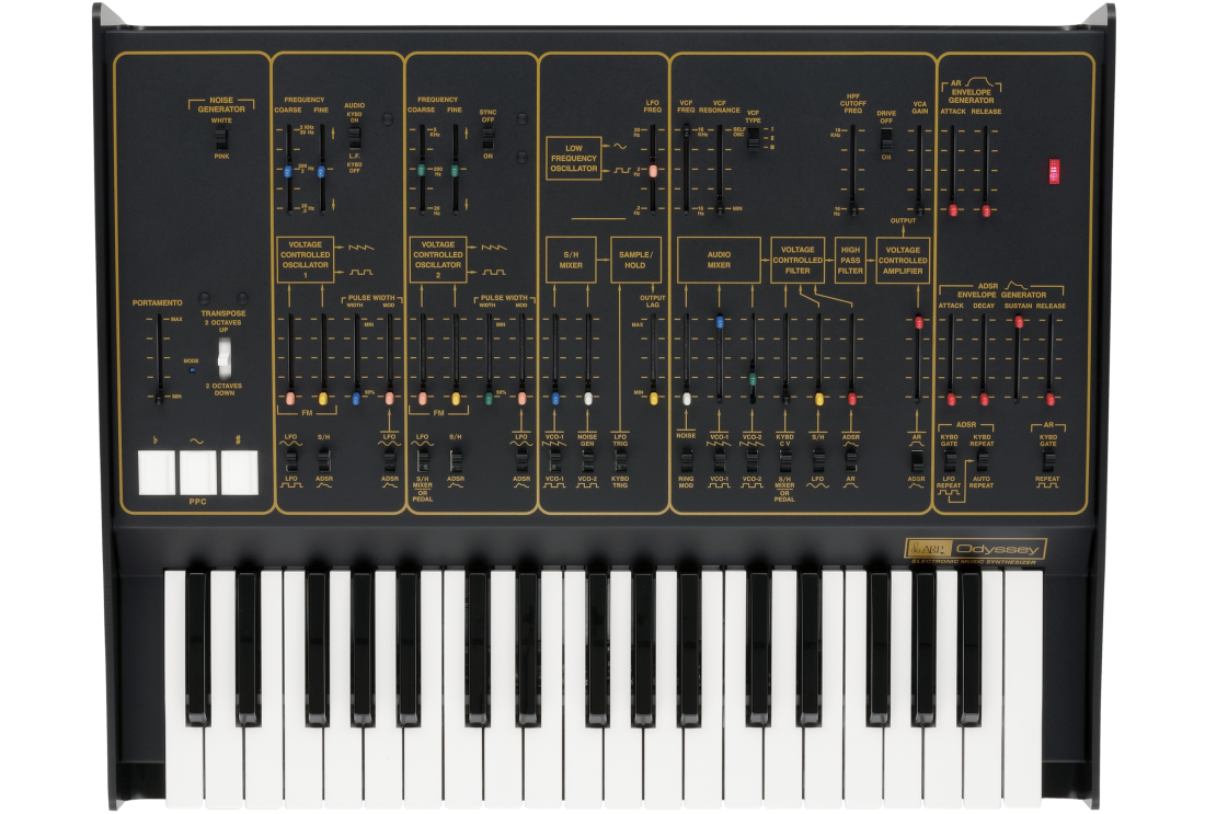 ARP Odyssey FS2 - Full Size Duophonic Synthesizer - Black and Gold