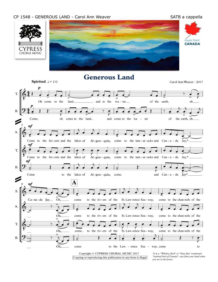 Generous Land - Weaver - SATB