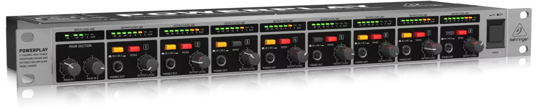 Powerplay HA8000 V2 8-Channel High-Power Headphones Mixing and Distribution Amplifier