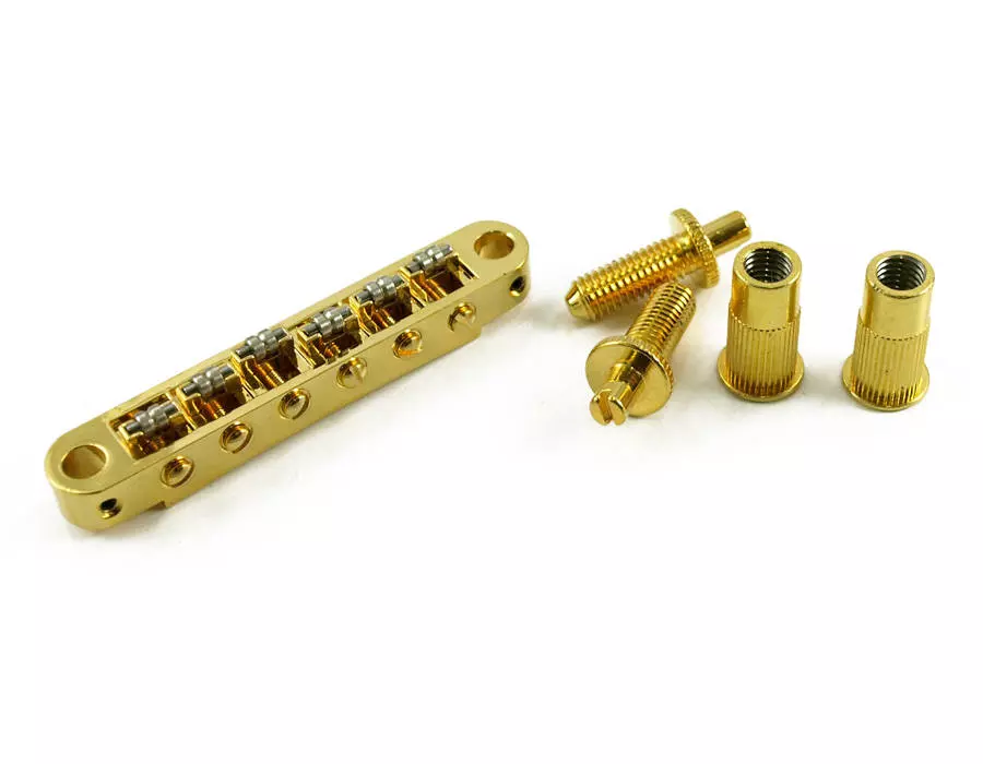 Tonepros Bridge w/Roller Saddles & Large Post - Gold