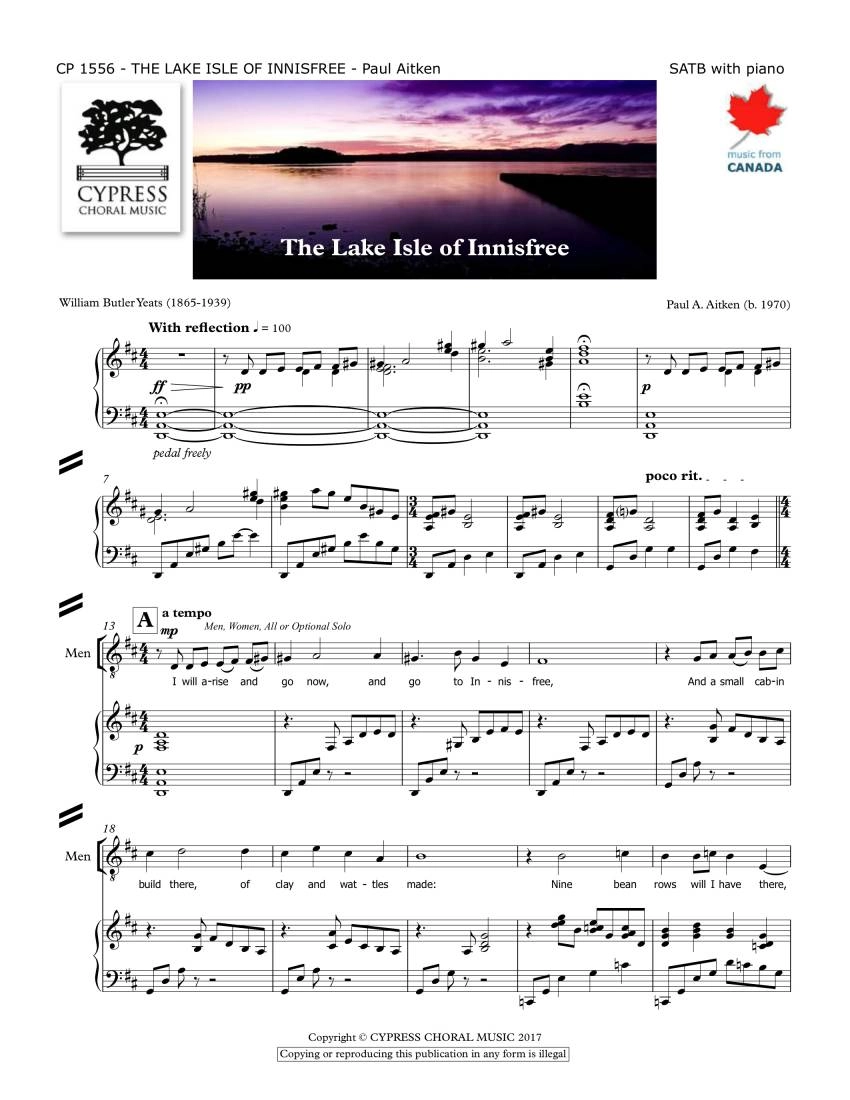 The Lake Isle of Innisfree - Yeats/Aitken - SATB