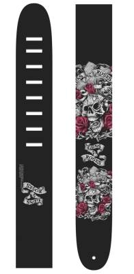 2.5\'\' Guns N Roses Leather Guitar Strap - Skull and Roses