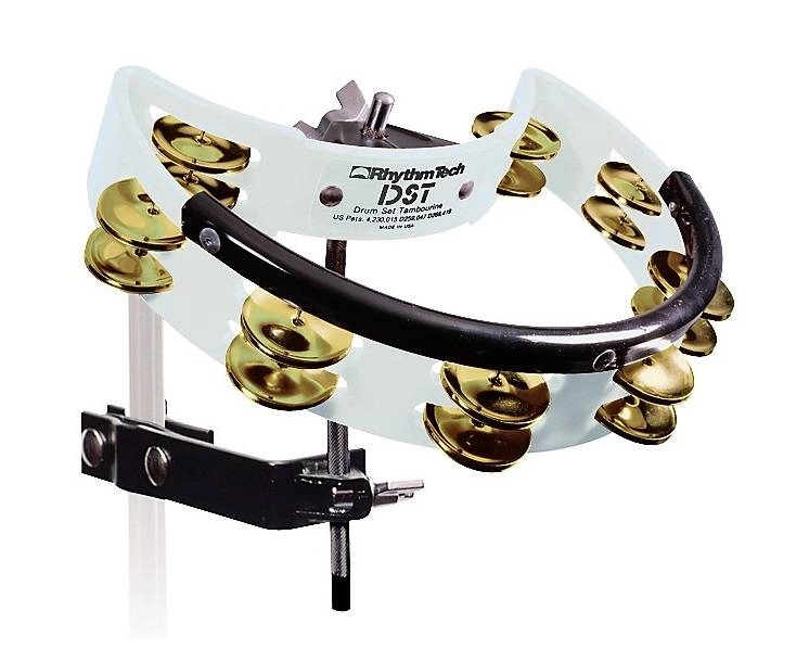 Drum Set Tambourine w/Brass Jingles - White