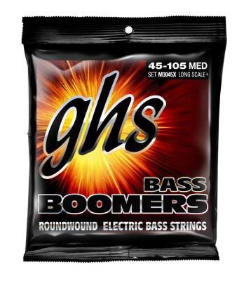 GHS Strings - 4-String Bass Boomers, Nickel-Plated Electric Bass Strings, Long Scale Plus, Medium (.045-.105)