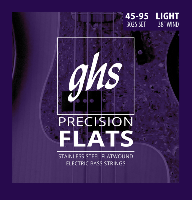 4-String Precision Flatwound, Stainless Steel Flatwound Bass Strings, Long Scale Plus, Light (.045-.095)