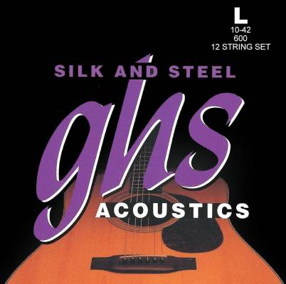 GHS Strings - Silk And Steel, Silver-Plated Copper Acoustic Guitar Strings, 12-String, Light (.010-.042)