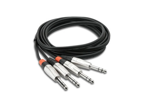 Hosa - Pro Stereo Interconnect Cable, Dual REAN 1/4 TRS to Same - 5 ft