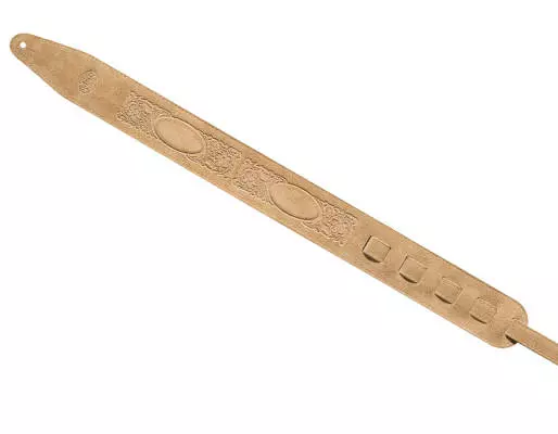 Steph Handmade Suede Top and Back Guitar Strap, 7cm Wide - Tan