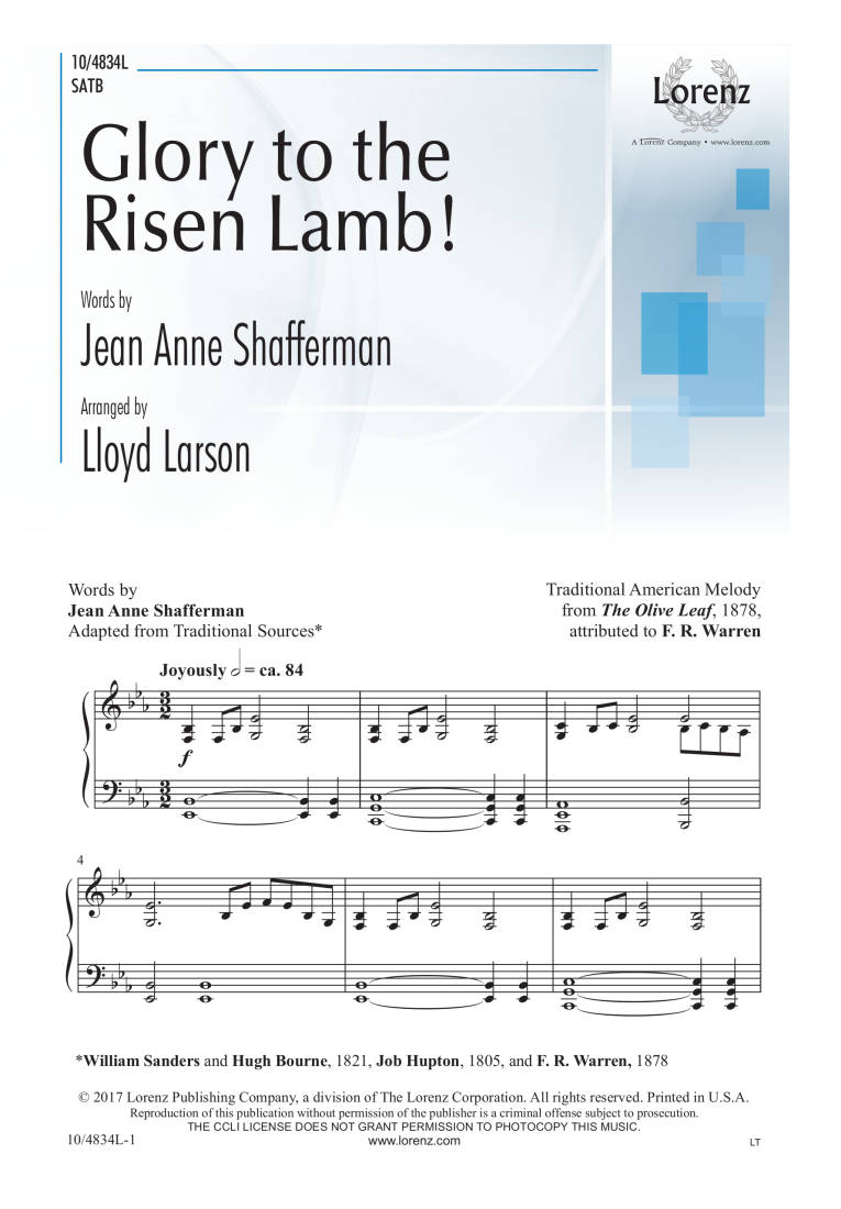 Glory to the Risen Lamb! - Shafferman/Larson - SATB