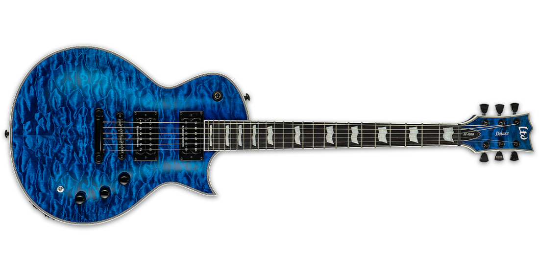 LTD EC-1000 Piezo QM Electric Guitar - See Thru Blue