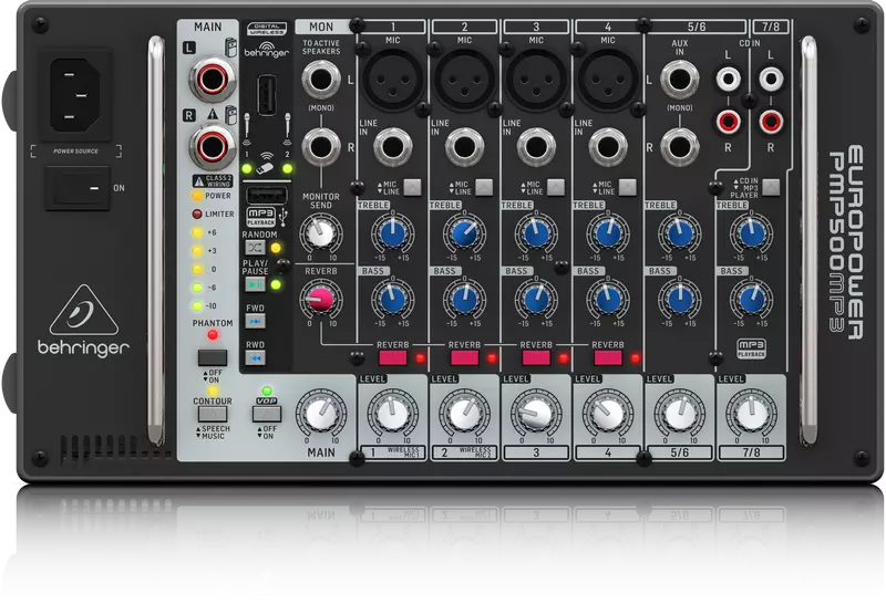PMP500MP3 Ultra-Compact 500W 8-Channel Powered Mixer with MP3 Player