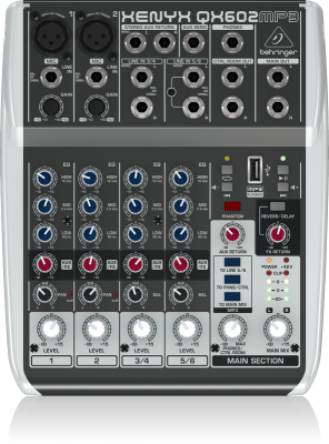 QX602MP3 Premium 6-Input 2-Bus Mixer with MP3 Player and Multi-FX