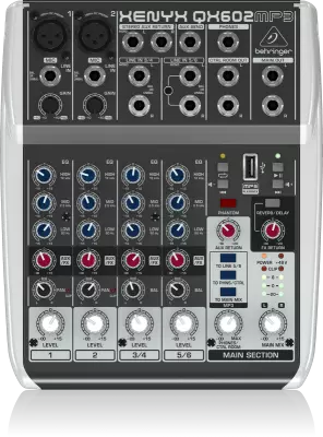 Behringer - QX602MP3 Premium 6-Input 2-Bus Mixer with MP3 Player and Multi-FX