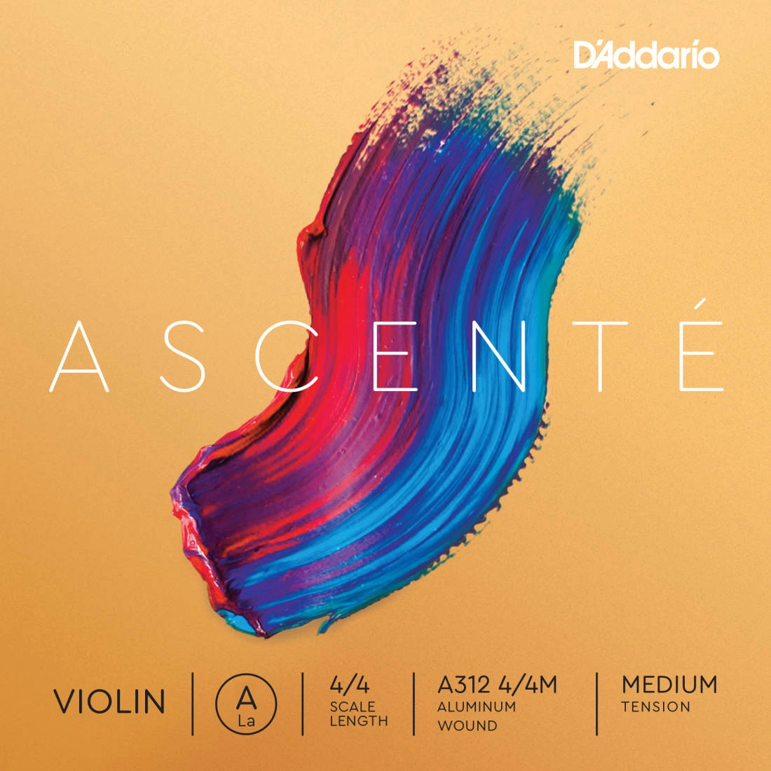 Ascente Violin Medium Tension Single A String, 4/4