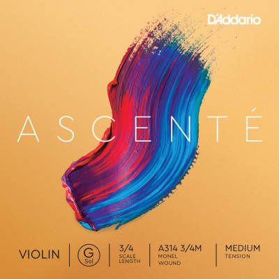 DAddario Orchestral - Ascente Violin Medium Tension Single G String, 3/4