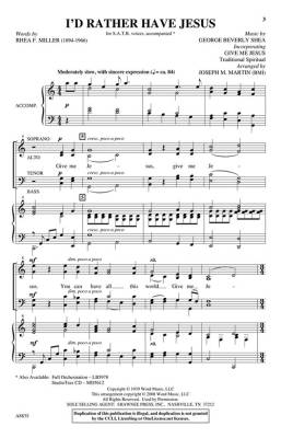 I\'d Rather Have Jesus (with \'\'Give Me Jesus\'\') - Miller/Shea/Martin - SATB