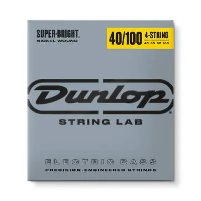 Dunlop - Electric Bass Guitar Strings - Super Bright Nickel Wound - Light - 4-String Set
