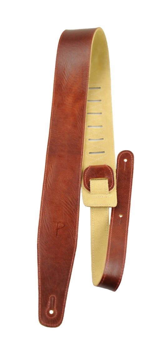 2.5\'\' Top Grain Italian Leather Guitar Strap - Rust