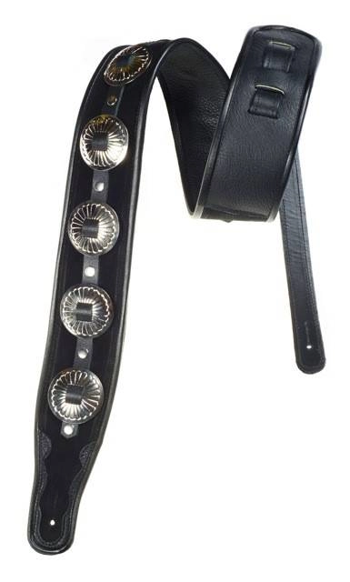 EmmyLou Suede Concho Guitar Strap - Black