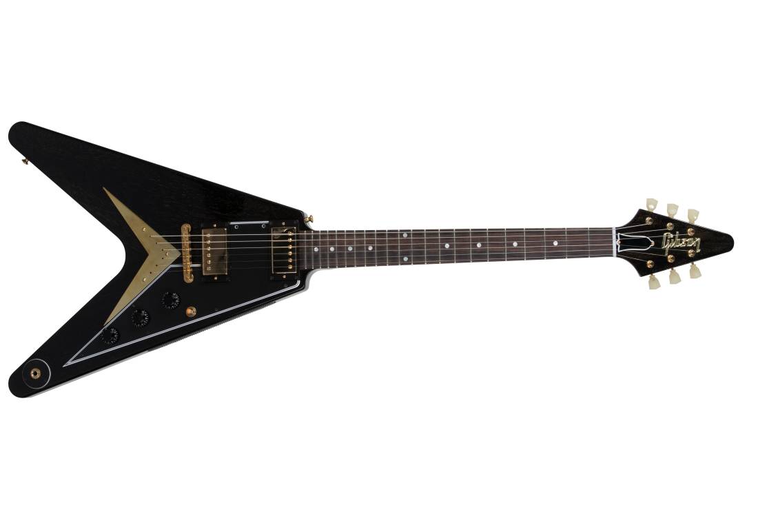 Flying V Mahogany TV Ltd - Black w/Gold Hardware