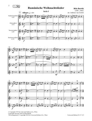 Romanian Christmas Carols, Set 1 - Bartok/van Zoelen - Saxophone Quartet