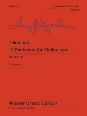 Wiener Urtext Edition - 12 Fantasies for Violin, TWV 40:14-25 - Telemann - Violon - Livre