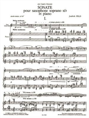 Sonate - Feld - Soprano Saxphone/Piano