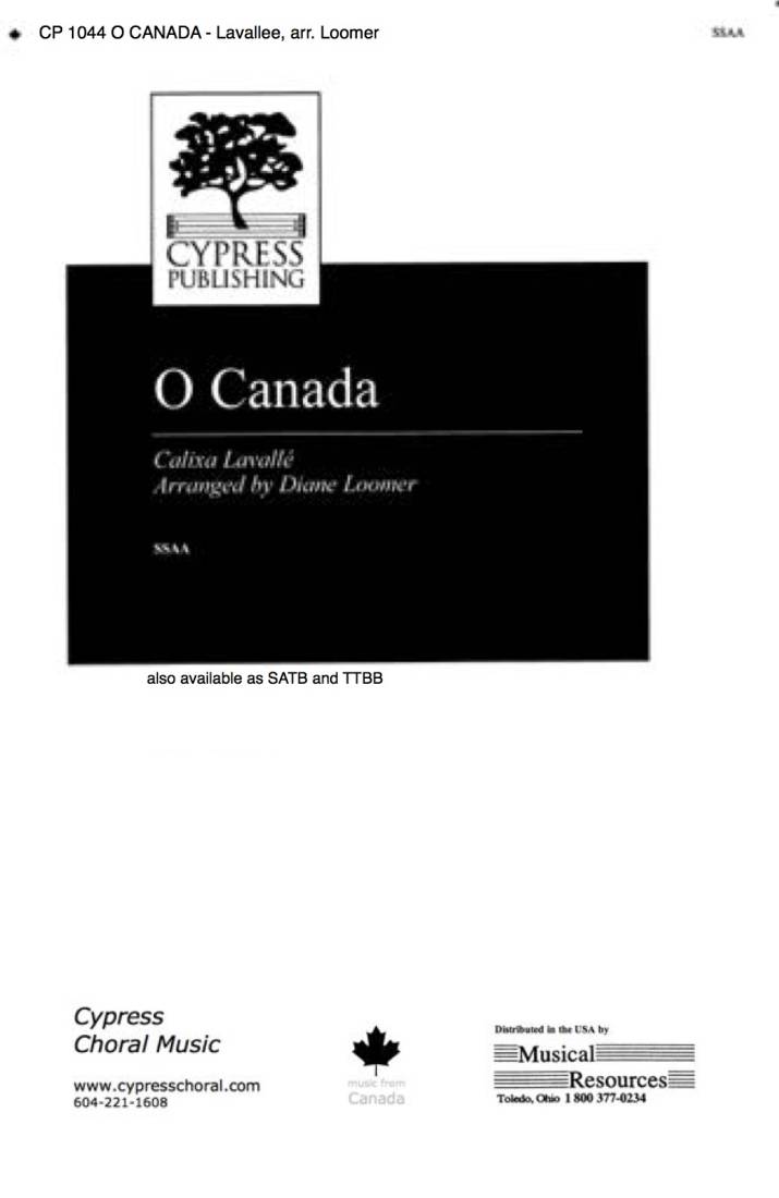 O Canada - Lavallee/Loomer - SSAA