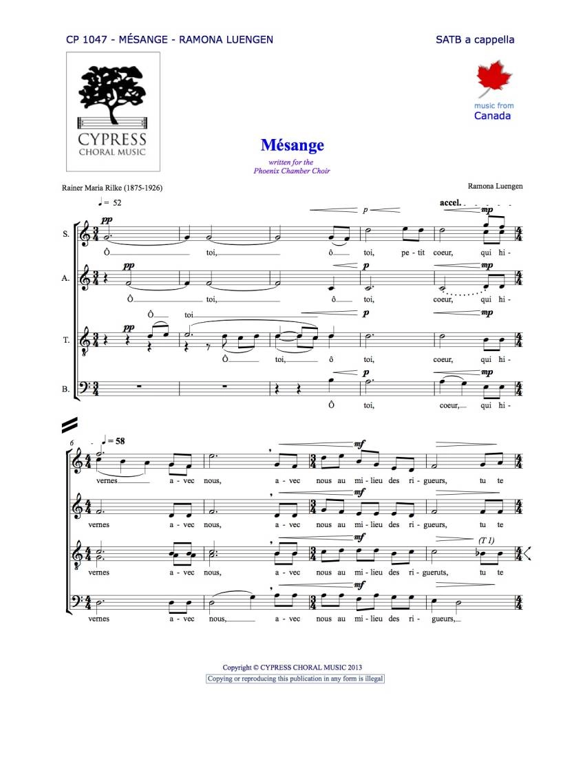 Mesange - Rilke/Luengen - SATB