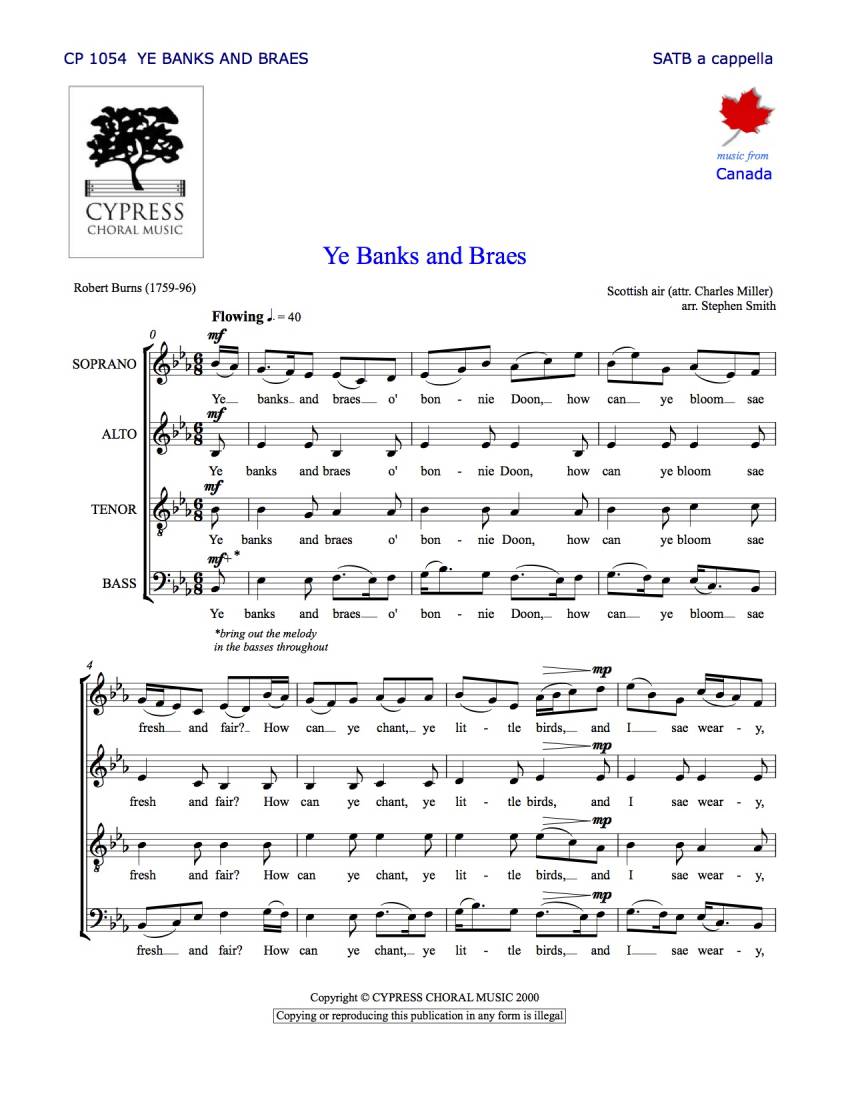 Ye Banks and Braes - Burns/Miller/Smith - SATB