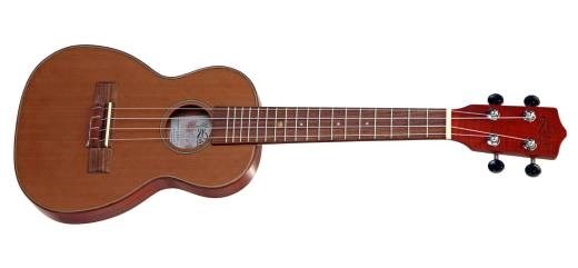 Leho - Concert Travel Ukulele, Solid Cedar Top, Flame Maple/Arch Back w/Bag