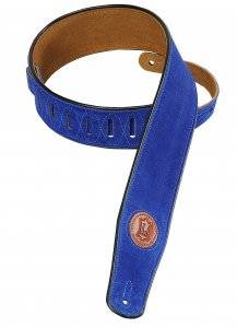 Long & McQuade Suede Leather Guitar Strap - Royal Blue