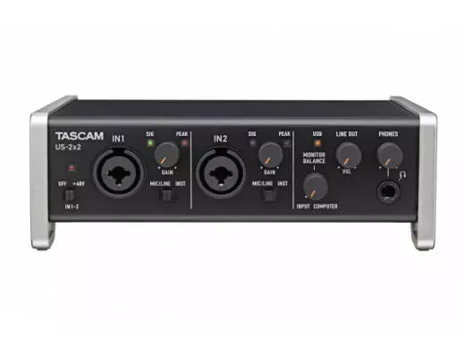 Tascam - US-2x2 2-Channel Audio/MIDI Interface w/ HDDA Mic Preamps and iOS Compatibility