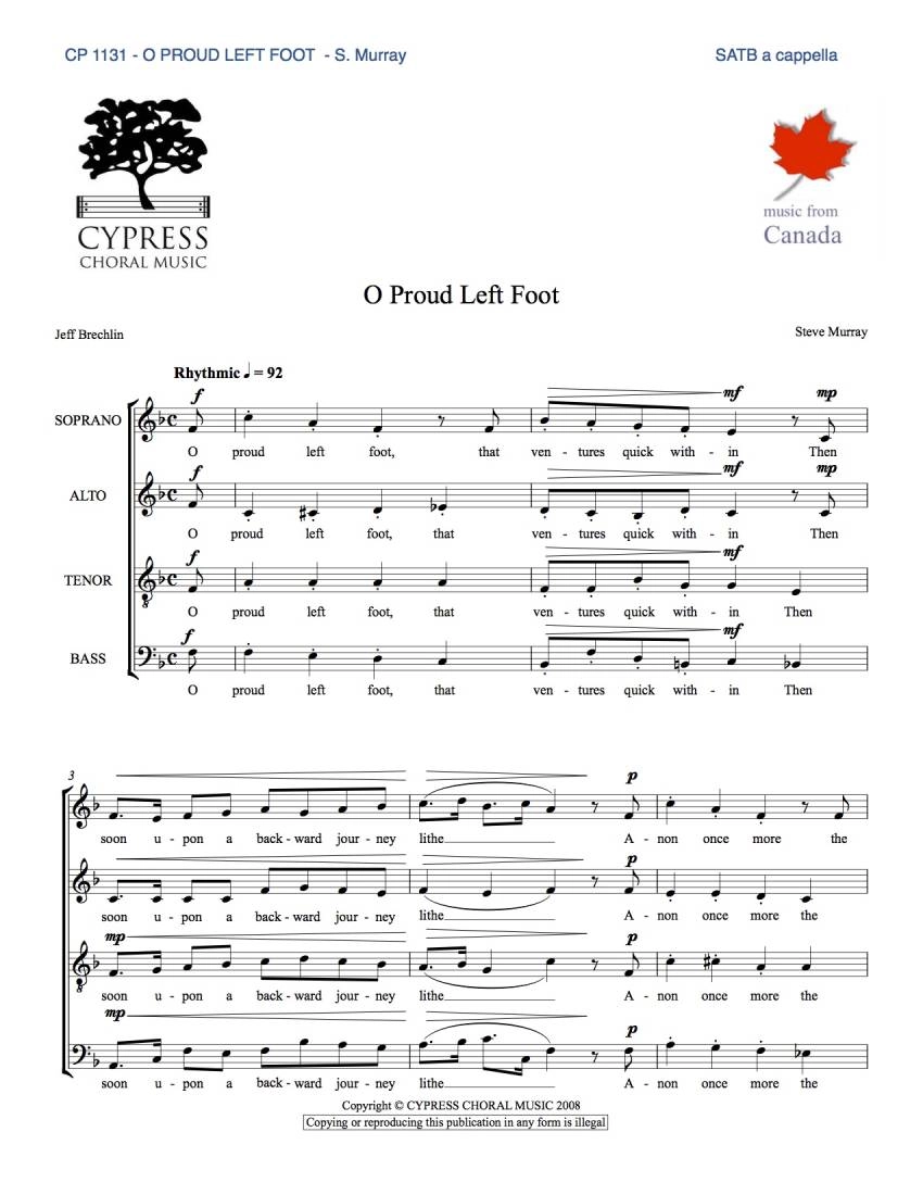 O Proud Left Foot - Murray - SATB