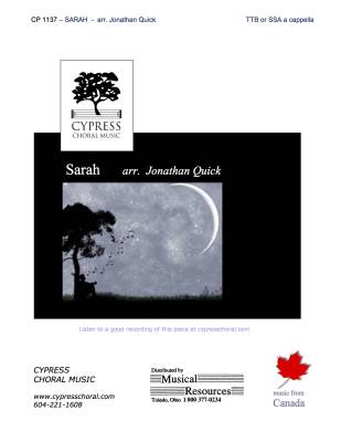Cypress Choral Music - Sarah - Traditional/Quick - TTB or SSA