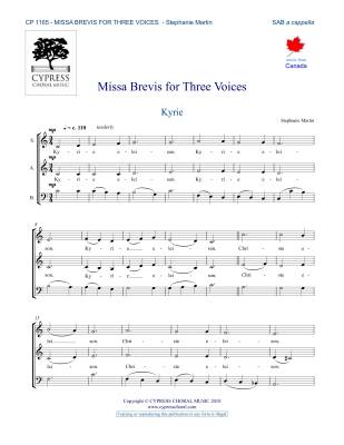 Cypress Choral Music - Missa Brevis for Three Voices - Martin - SAB
