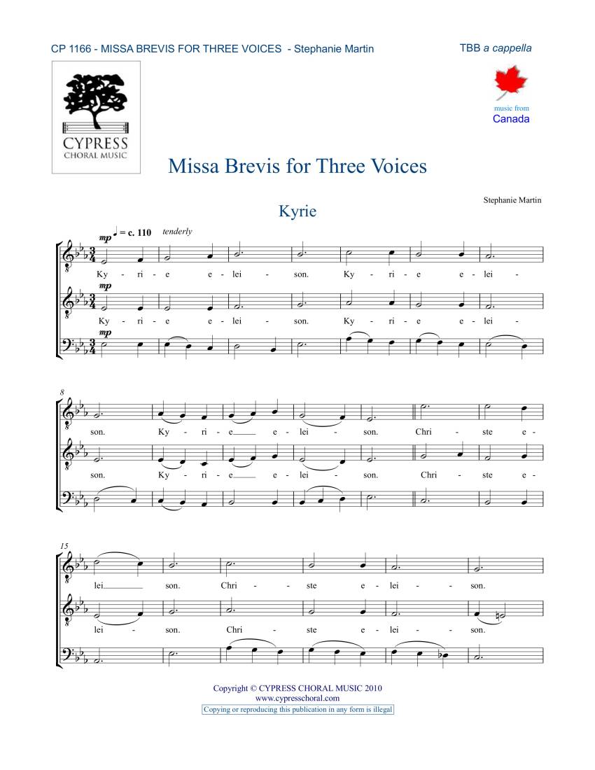 Missa Brevis for Three Voices - Martin - TBB