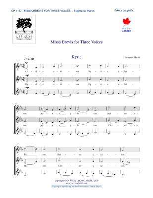 Cypress Choral Music - Missa Brevis for Three Voices - Martin - SSA