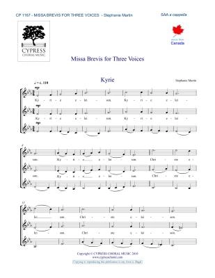 Cypress Choral Music - Missa Brevis for Three Voices - Martin - SSA