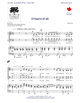 Cypress Choral Music - O Source of All - Tate - SATB