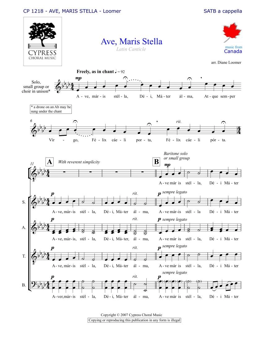 Ave Maris Stella - Loomer - SATB