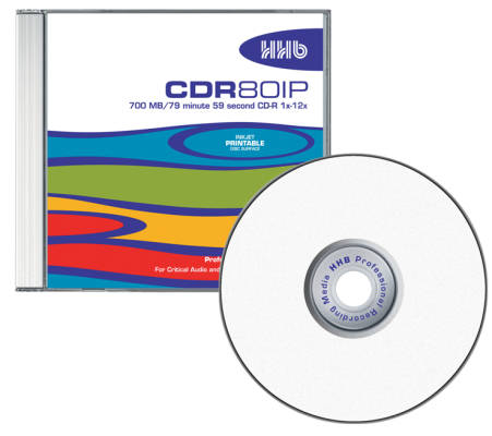 White Inkjet Printable CDR80 in Jewel Case, 10 Pack