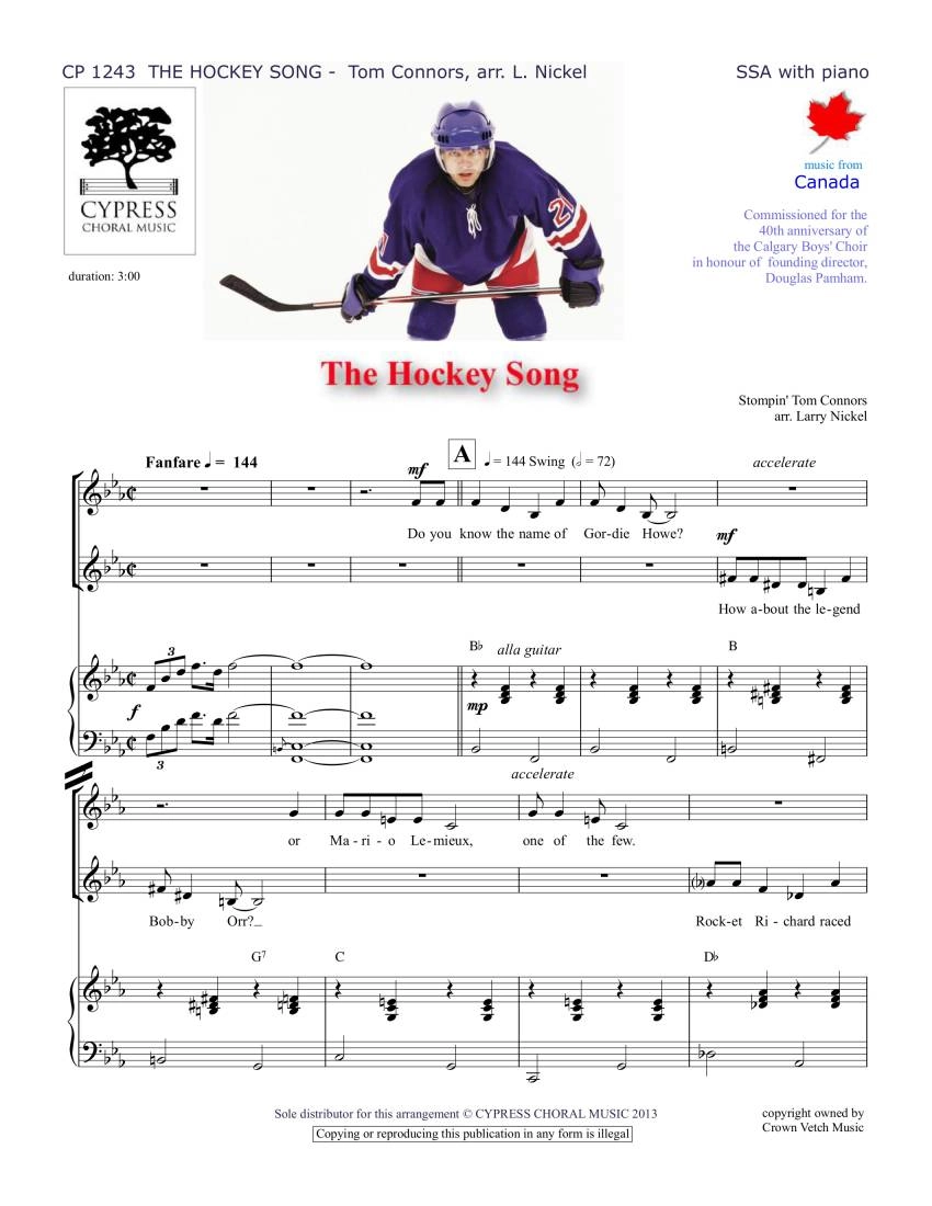 Hockey Song - Connors/Nickel - SSA